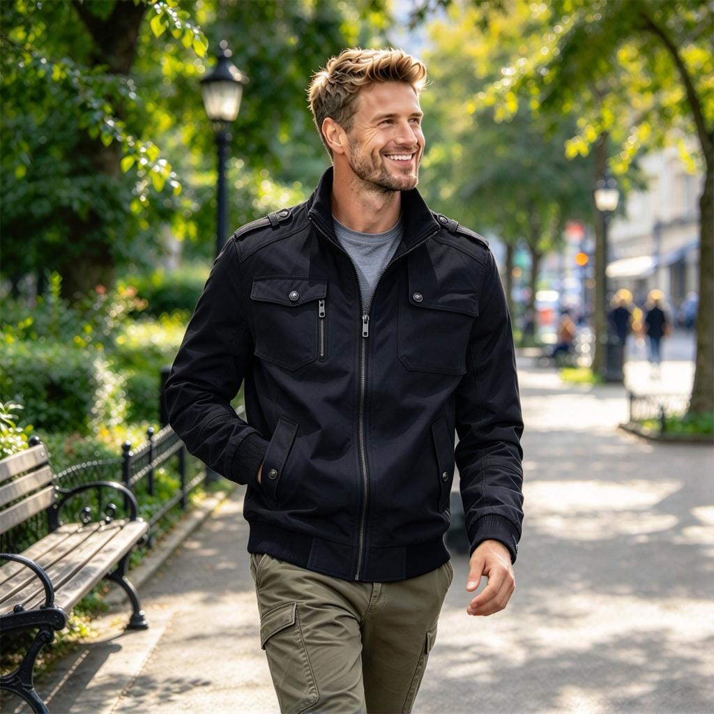 Men's Spring and Fall Slim Fit Outdoor Breathable Wear- Casual Stand Collar Jacket