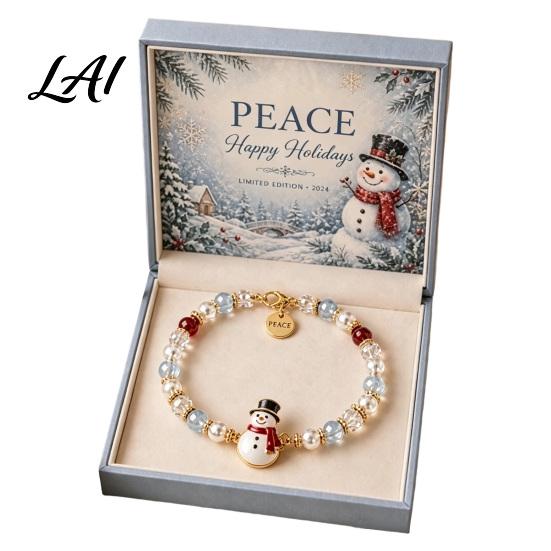 Wrist Accessory Christmas Bracelets for Women Santa Claus Elk Snowman Tree Jewelry Beaded Bracelet Holiday Gifts Stocking Stuffers Party