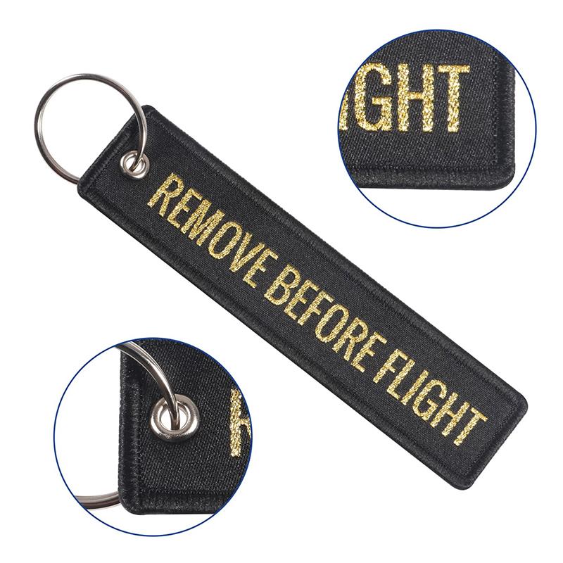 Remove Before Flight Keychian Embroidery Key Tag Key Fobs Keyring Luggage Label