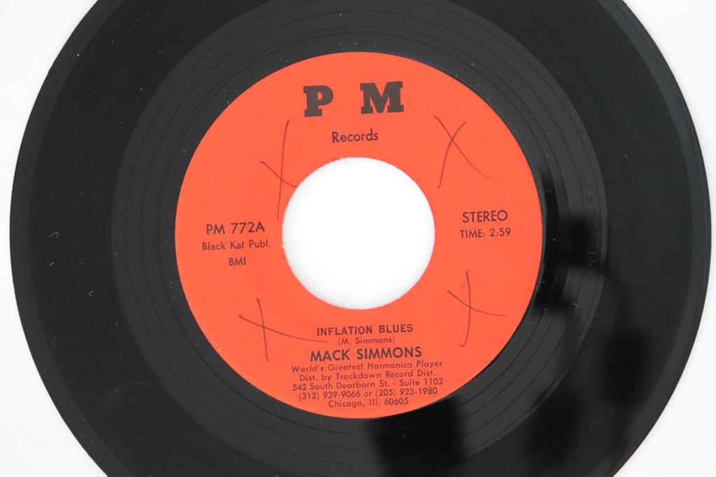 7-дюймовая пластинка MACK SIMMONS - Inflation Blues / Key To The Highwa PM772 PM Records 1980 US Soul/Funk Б/У