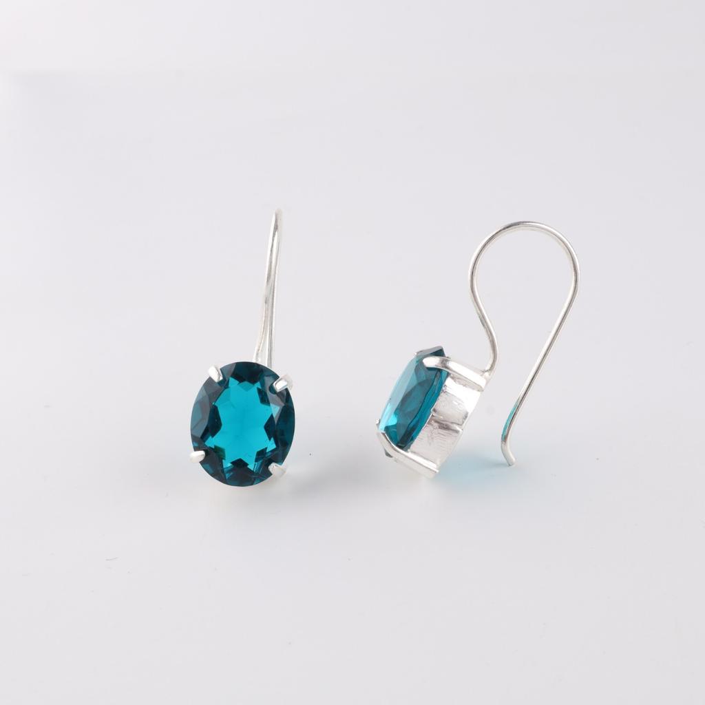 Women's Apatite Gemstone 925 Sterling Silver Jewelry Handmade Earrings1.05" Gift EE-173-1