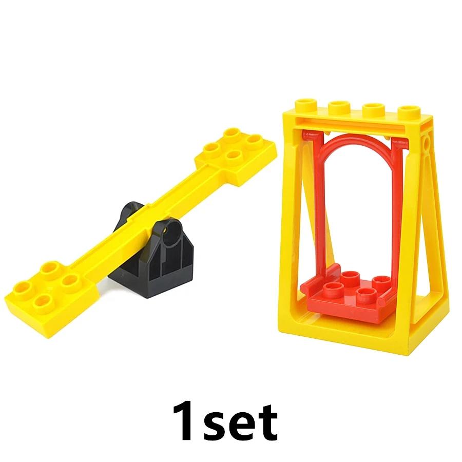 Big Size Building Block Furniture Door Chair Slide Ladder Swing Car Playground Compatible Large Duploes Particle Toy Brick Leduo