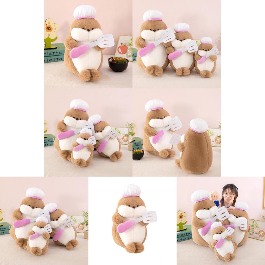 Плюшевая игрушка шеф-повар тюлень из короткого плюша для детей в подарок и для коллекционеров