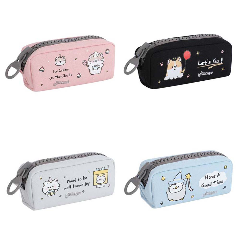 Большая емкость мультяшный холст пенал письменные принадлежности мультяшный молния пенал для карандашей дети