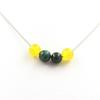 Stones and Minerals. Yellow Agate + Congo Malachite 8mm Pearl Necklace Stainless Steel Chain.