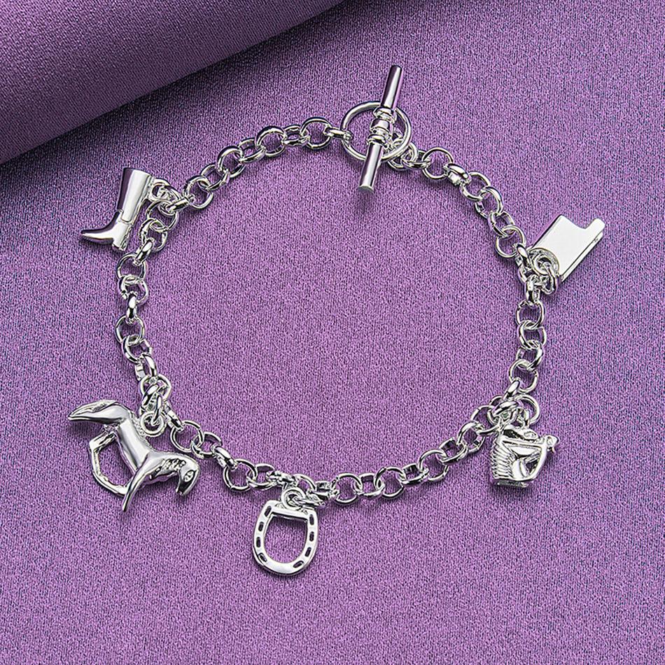 CHSHINE 925 Sterling Silver Horse/Boots/Horseshoe Pendant Bracelet For Women Wedding Party Fashion Charm Jewelry