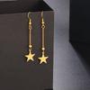 Japanese and Korean Women's Sand Bead Star Fringed Long Earrings Jewelry