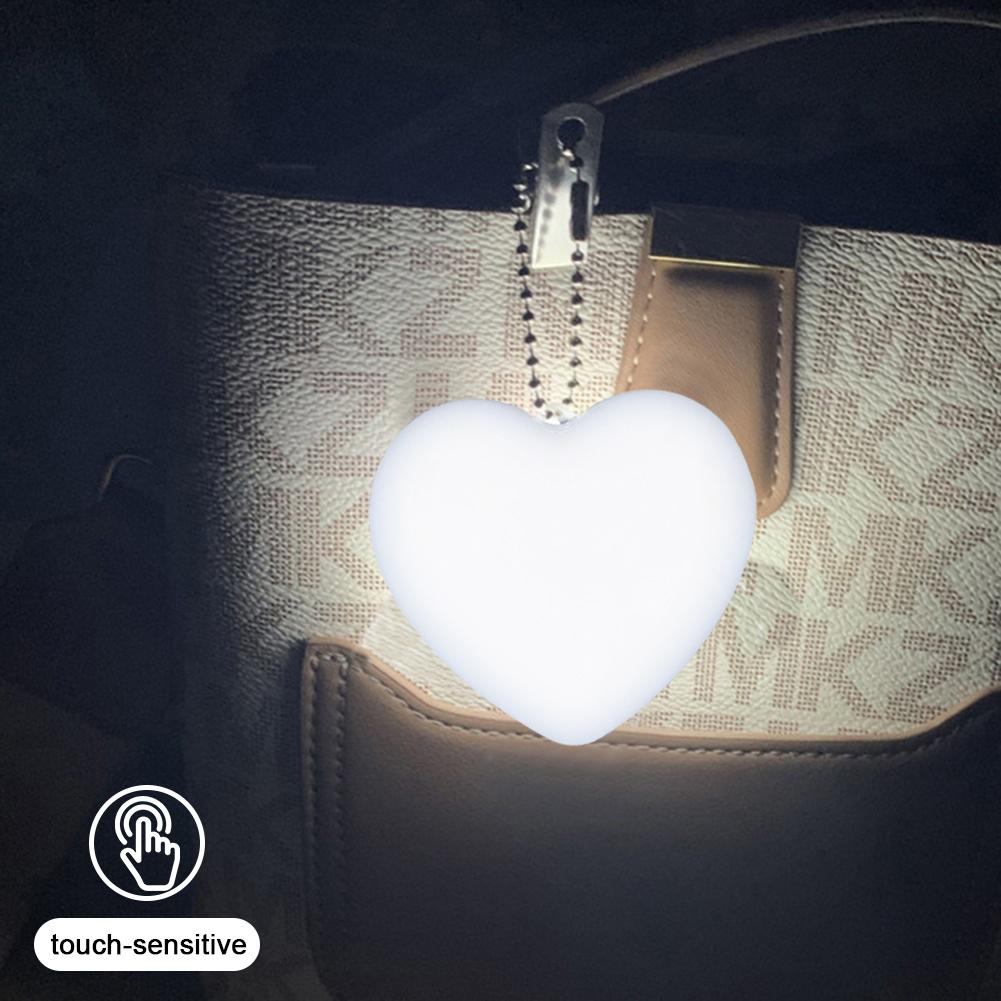1/2/3pcs LED Handbag Light Bag Lamp Heart Round Star Shaped Touch Activated Purse Night Light with Keychain Gifts for Women Girl