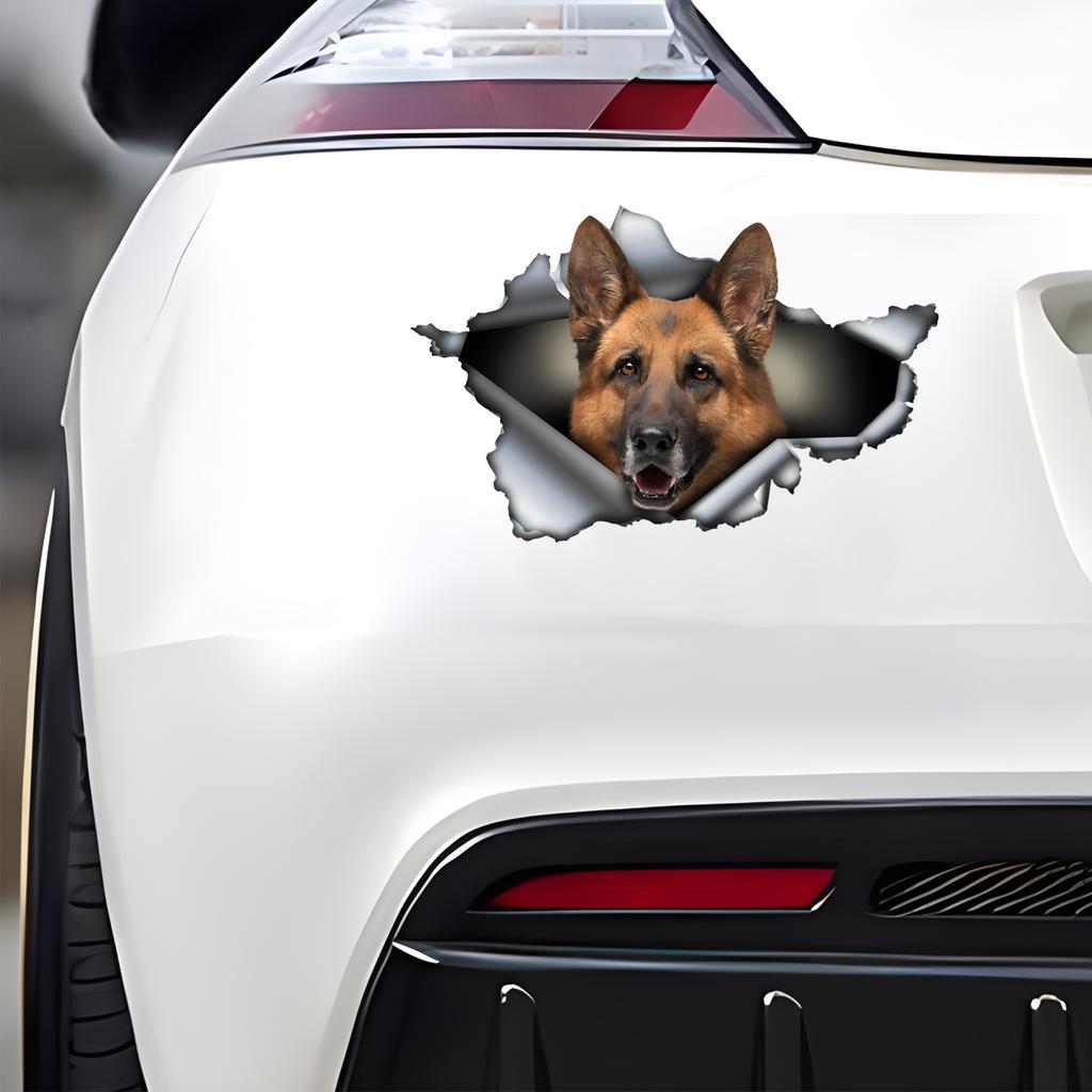 Наклейки на автомобиль для немецкой овчарки, скрытые в отверстиях, водонепроницаемые наклейки неправильной формы для украшения автомобиля