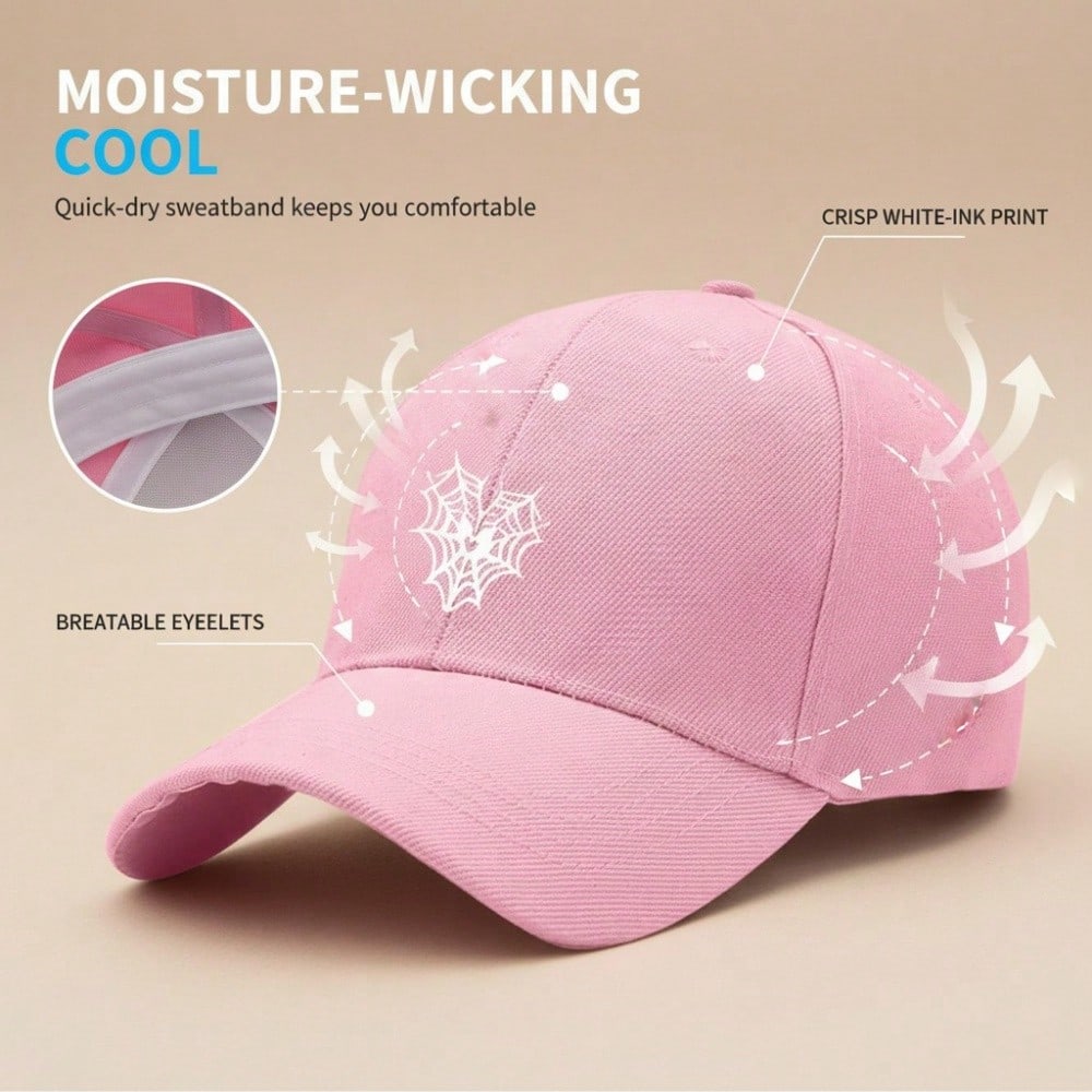 [Halloween Baseball Cap] Spider Web Print Polyester Adjustable Breathable Casual Streetwear Outdoor Sports Sun Protection Cap For Men Women