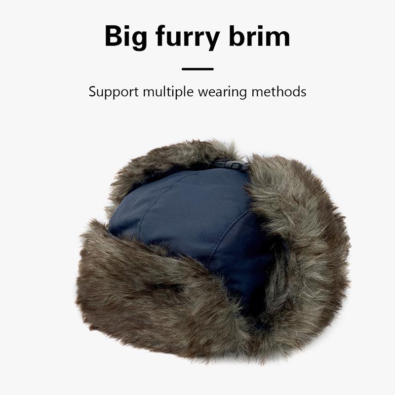 Men'S Winter Trapper Aviator Trooper Earflap Warm Waterproof Ski Hat Bomber Cap Warm Ear Protectors Hats