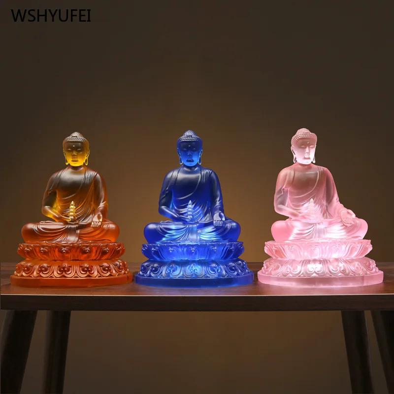 1 PCS 19cm High Resin Buddha Statue Home Living Room Pharmacist Buddha Temple Offering Feng Shui Ornaments