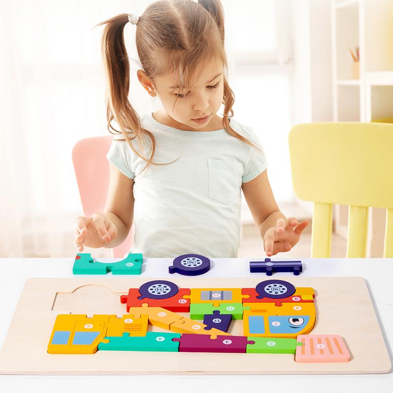 3D Vehicle Wooden Puzzle Hand-eye Coordination Transportation Jigsaw Puzzle Ages 1-5 Children Toddlers Preschool Educational Toy