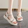 Fashion Comfort Shoes for Women Luxury Sandals 2025 Summer Clogs With Heel Open Toe Suit Female Beige Cross Fashion Thick New Girls Low