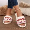 Fashion Bohemia Rhinestones Tassel Furry Indoor Slippers Women 2025 Winter Warm Short Plush Non Slip Home Slippers White Cotton Slides