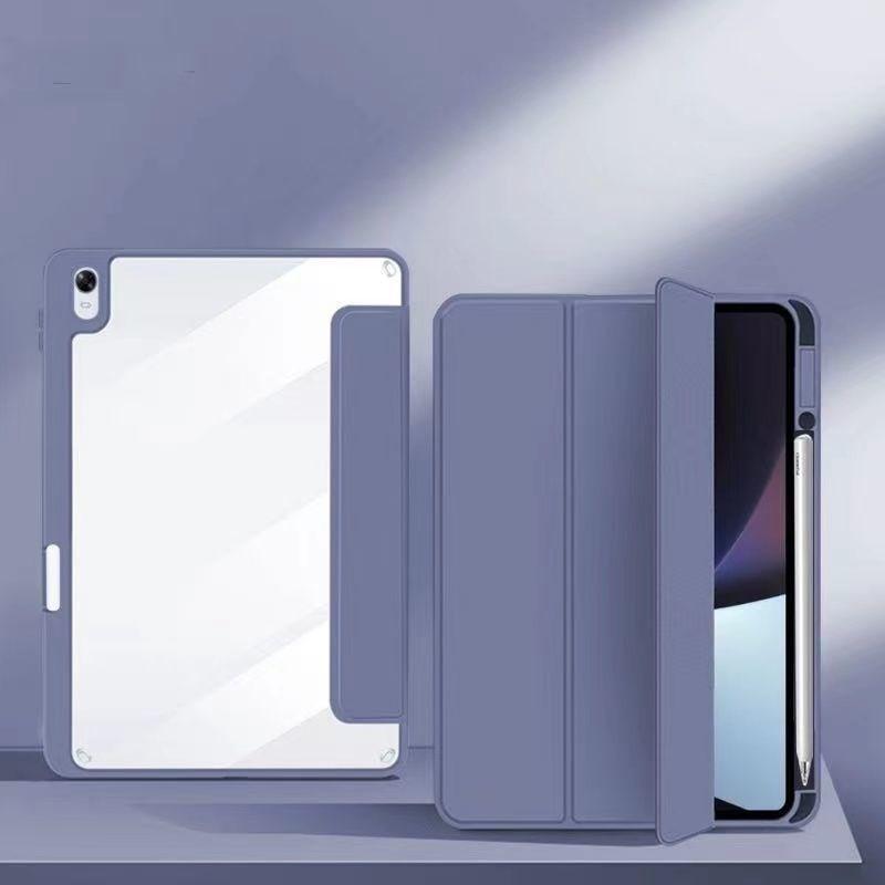 Slim Tri-Fold Case OPPO Pad 11-inch 2 11.6-inch Transparent Acrylic Back PU Leather Cover With Stand Auto Sleep