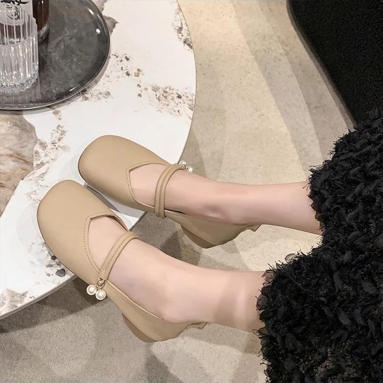 Плоские туфли-лодочки женские 2025 новая летняя обувь туфли бабушки с юбками мягкая подошва жемчуг для беременных женщин туфли Мэри Джейн