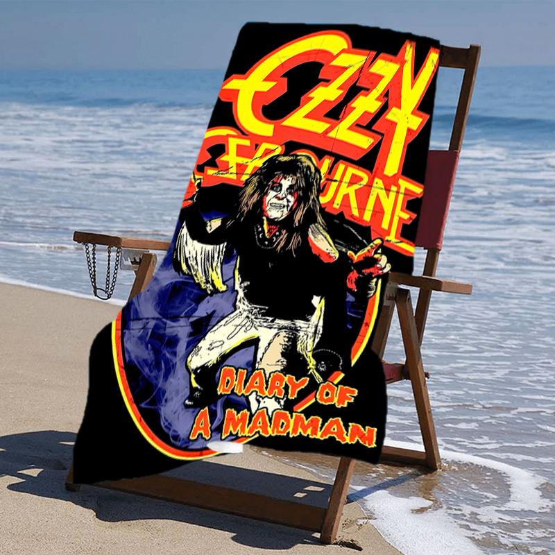 proof beach towel with a Ozzy Madman pattern - soft,absorbent,quick-drying,machine washable - perfect for swimming,camping,bathing