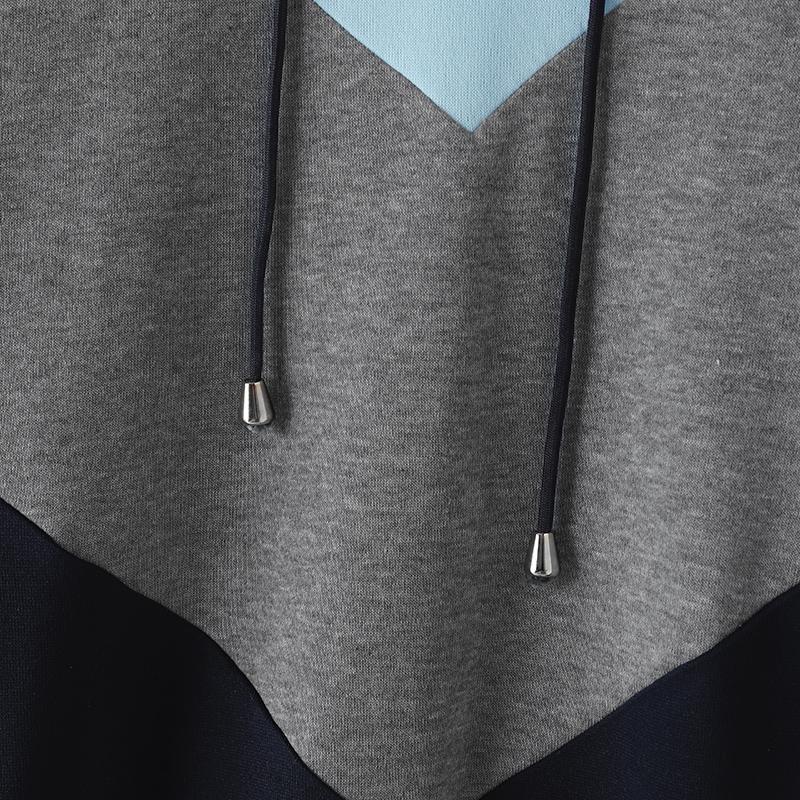 ZANZEA Женский повседневный лоскутный свитер с длинным рукавом, толстовка с капюшоном, платье-свитшот