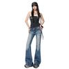 American retro washed micro-pull jeans women's autumn and winter new low-rise elastic and thin versatile bell pants