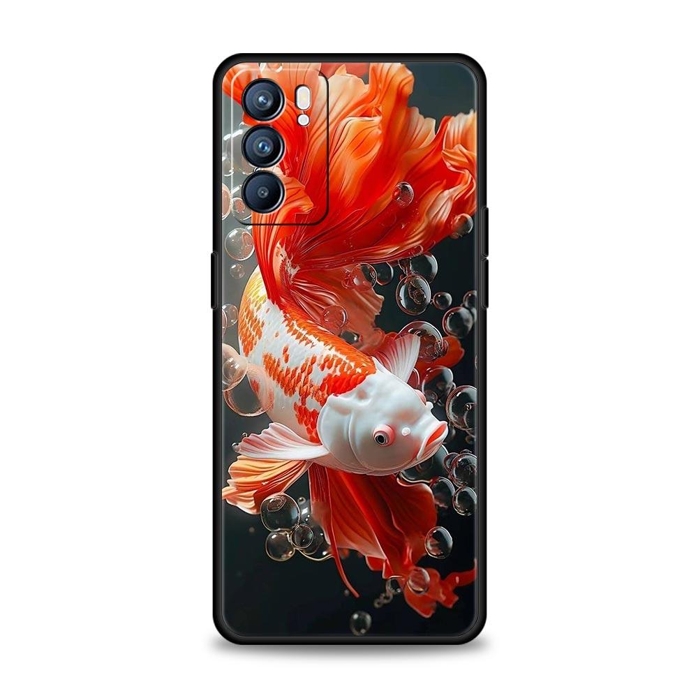 Чехол для телефона 'Золотая рыбка плывет' для Oppo A17 A31 A54 A57 A78 A79 A98 Find X5 X6 Reno 6 7 8 10 11 12 13 F Pro 5G Мягкий чехол из ТПУ Сумки