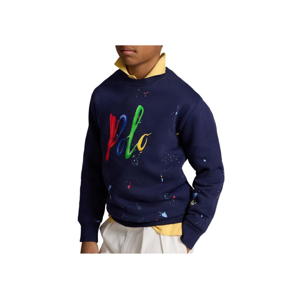 Свитшот Polo Ralph Lauren Весна-Лето 2024 Принт с буквами Круглый вырез Повседневный Длинный рукав Детские топы Темно-синий CWPOKNIY8021053-410