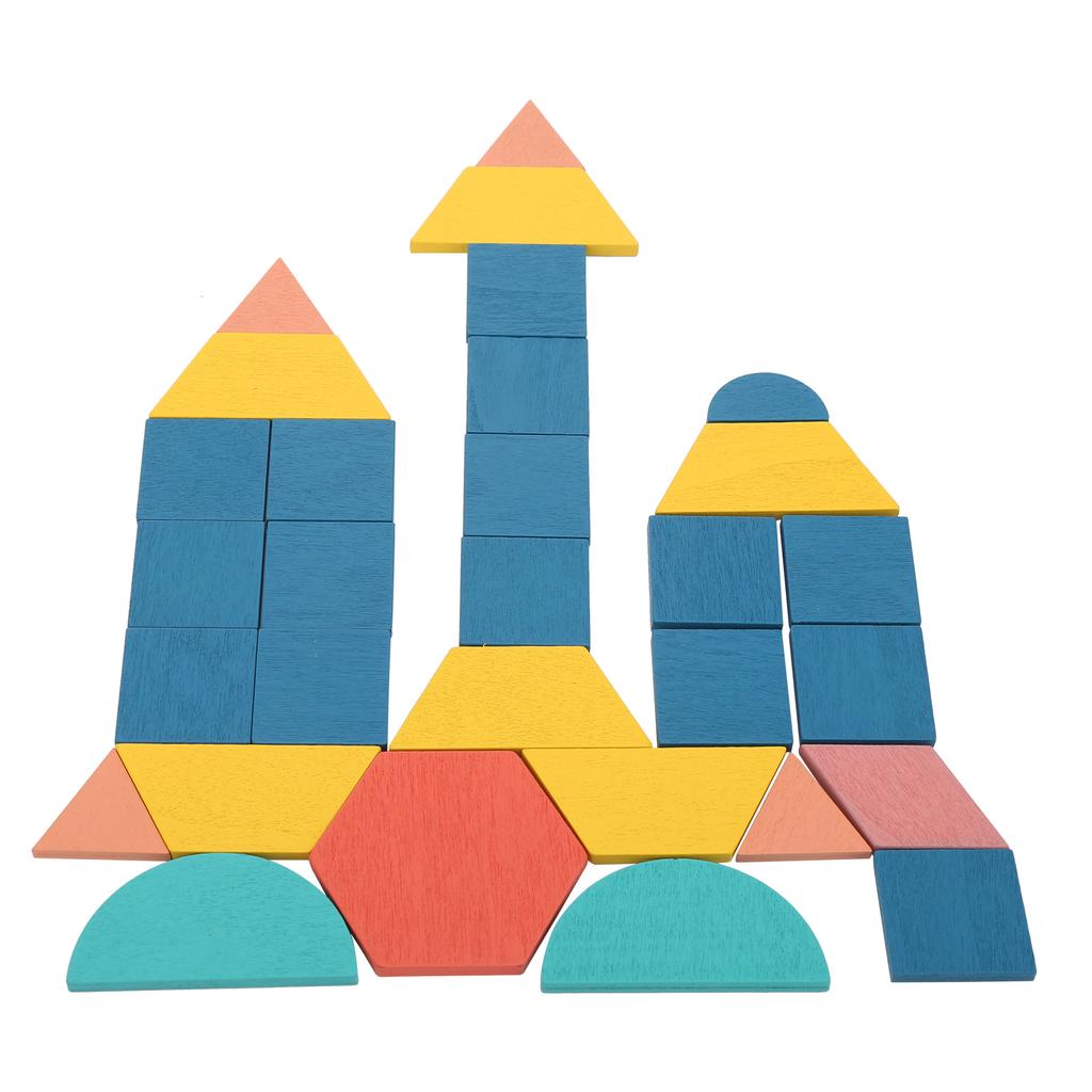 Kids Puzzle Toy, Wooden Pattern Blocks Set Geometric Shape Puzzle Educational Jigsaw Puzzle Toy