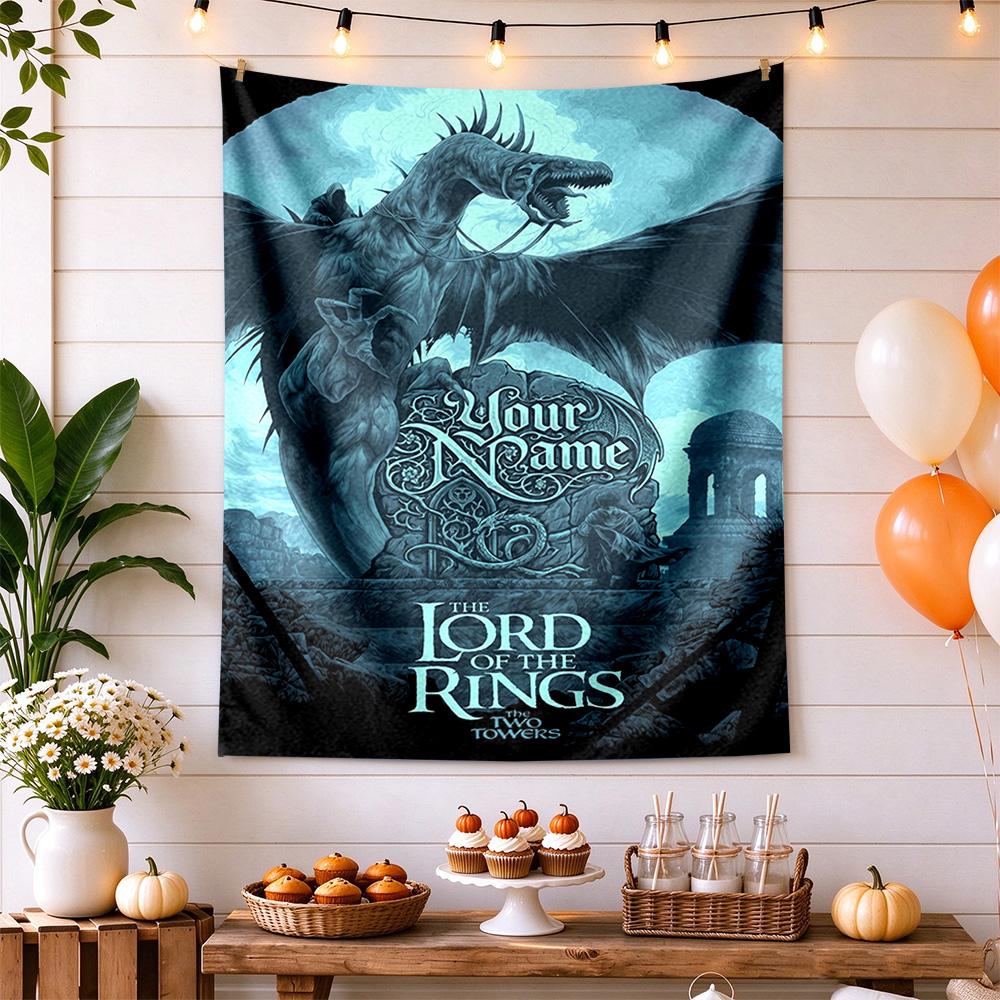 Lord Rings Personalized Name Tapestry Lightweight Tapestry Vibrant Fade-Resistant Print Suitable for Bedroom Ideal for All Seasons