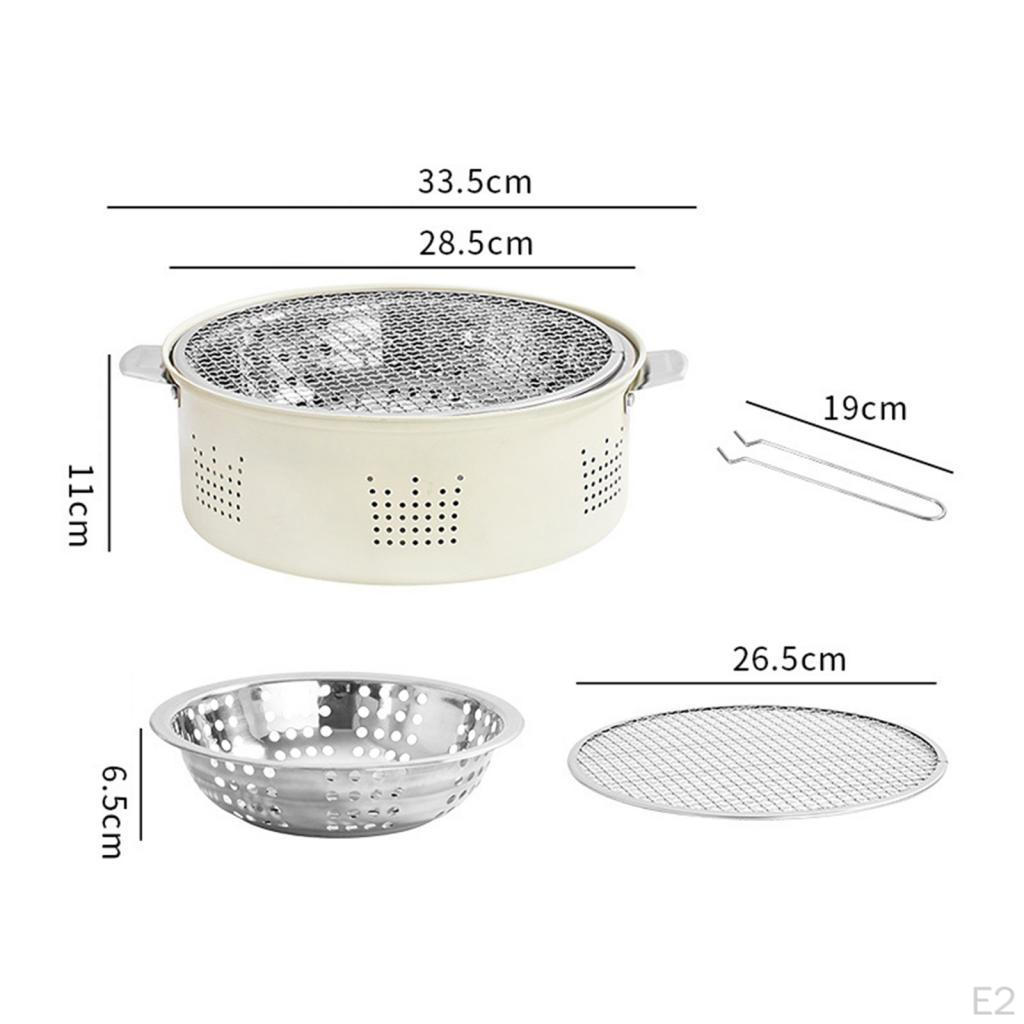 Мангал-гриль круглый, для стола, кемпинга, с решеткой