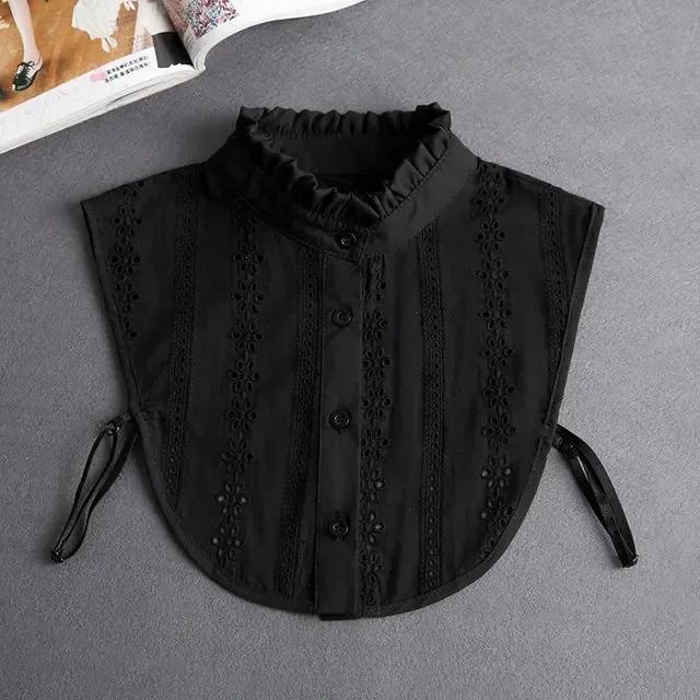 Fashion Front Tie White Fake Collar for Women Stand Detachable Collar Fake Girls Vintage Lace Ladies False Blouse Collar