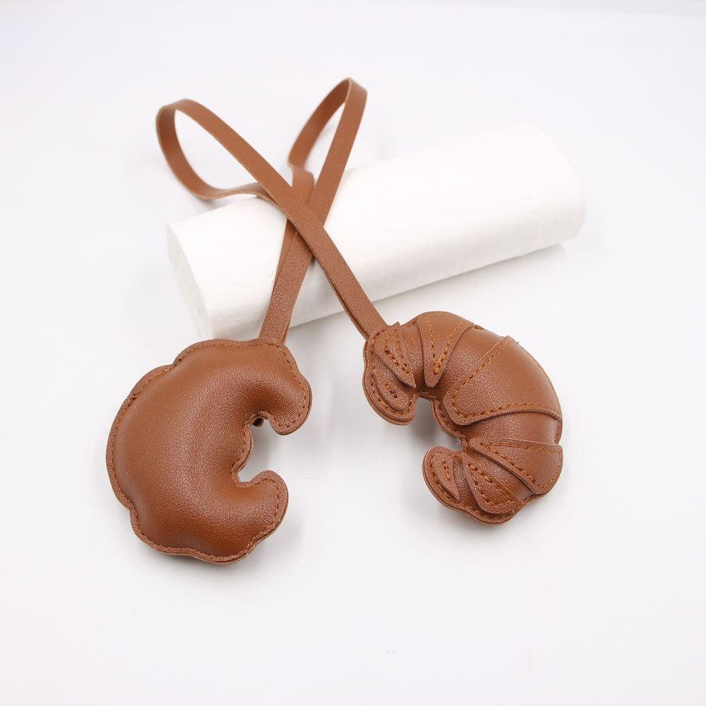 Cartoon Croissant Keychain PU Leather Bag Pendant Lovely PU Leather Hanger Women