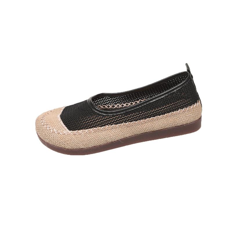 Женские лоферы 2025 Весна Лето Новая Носка Удобная Обувь на Плоской Подошве Слипоны Винтажные Дышащие Сетчатые Перфорированные Повседневные Туфли