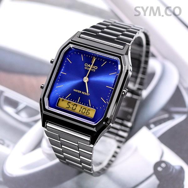 Casio Обычные аналоговые цифровые часы с двойным временем и бесплатной пряжкой, модные наручные часы