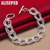 925 Sterling Silver Matte Smooth Ring Chain Bracelet Jewelry