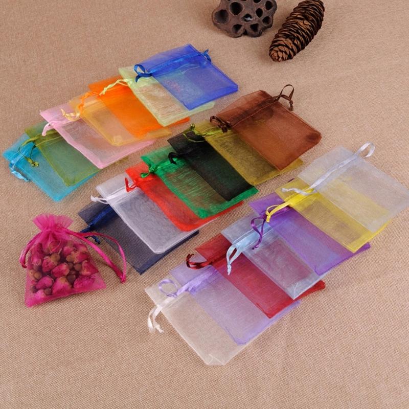Breathable Storage Organizer Reusable Jewelry Packaging Pouch Drawstring Pocket Organza Gauze Sachet Accessories Bag