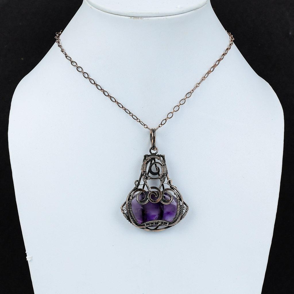 Звезда Аметист Кулон Медная Проволока Обернутая Ювелирные Изделия Очень Красивый Медный Кулон Драгоценный Камень Ювелирные Изделия Для Подарка Кулон Ручной Работы Обернутая Ювелирные Изделия