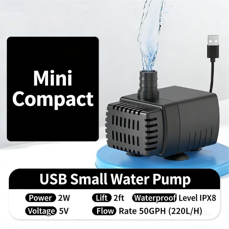 Тихий маленький погружной USB-насос 5 В для аквариумов с эффективным донным всасыванием для удаления осадка, обеспечивающий тихую работу