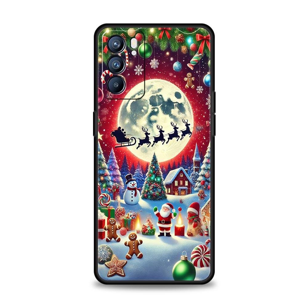 Merry Christmas Phone Case For Oppo A17 A31 A54 A57 A78 A79 A98 Find X5 X6 Reno 6 7 8 10 11 12 13 F Pro 5G Soft TPU Cover Fundas