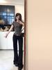 High Elastic Low Waist Black Flare Jeans for Women - Retro Slimming Long Pants