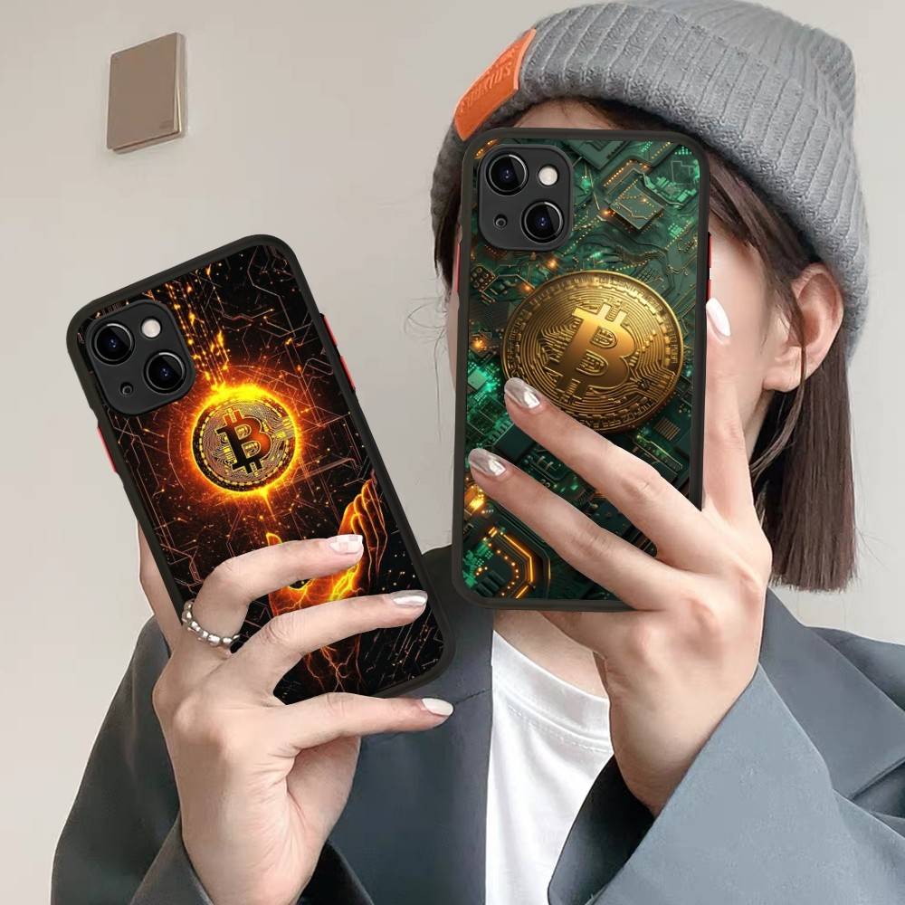 Роскошный чехол для телефона B-Bitcoin для iPhone 13 12 X XS MAX Pro Max 16 15 11 14 Pro Max Ударопрочный матовый чехол
