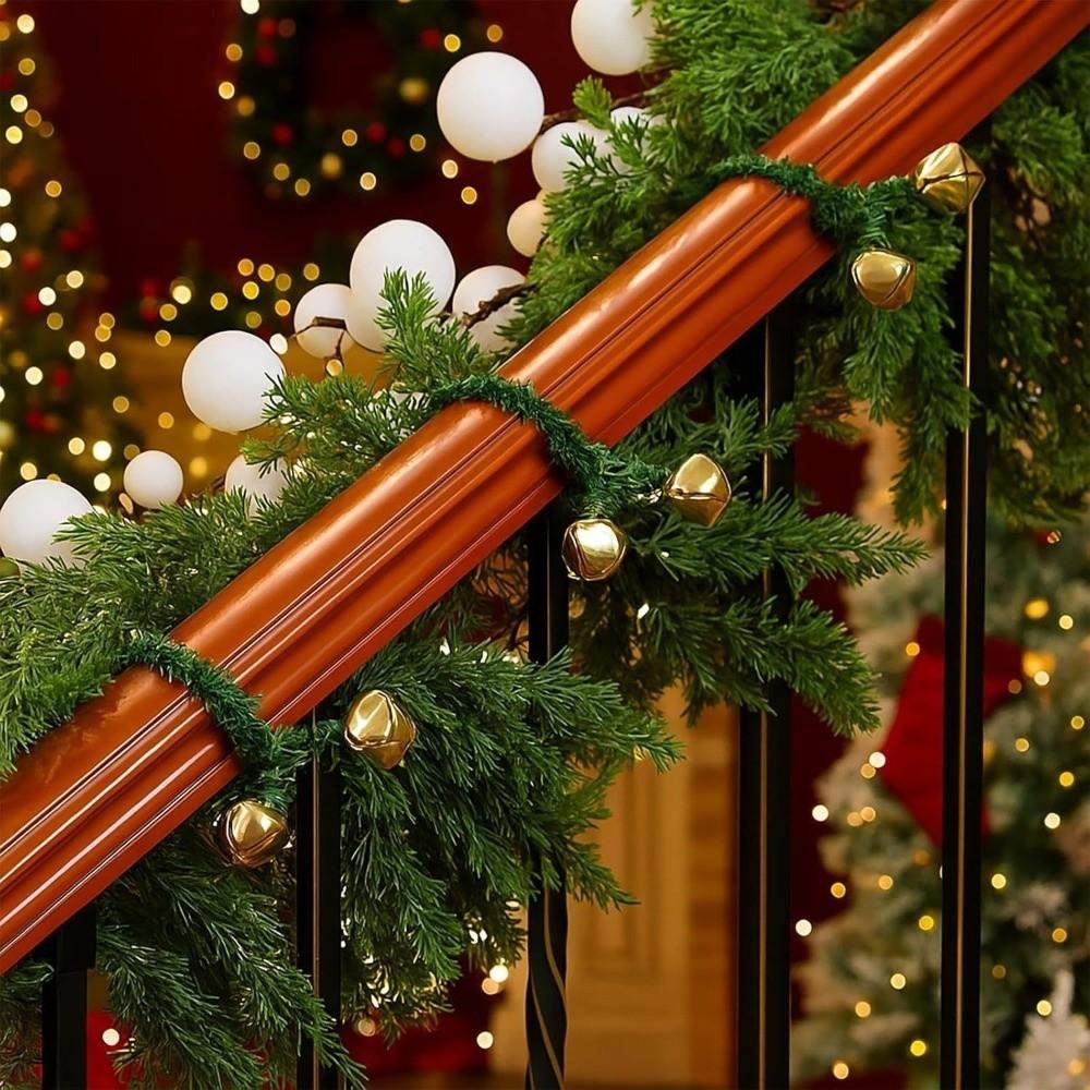 10Pcs Flexible Artificial Pine Garland DIY Xmas Pine Twig Wreath Christmas Bell Twist Tie Banister