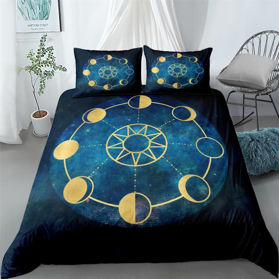 Комплект постельного белья Mandala Blue Pink Boho Chic Покрывала в романтическом стиле Постельное белье в стиле бохо King Полиэстеровый пододеяльник