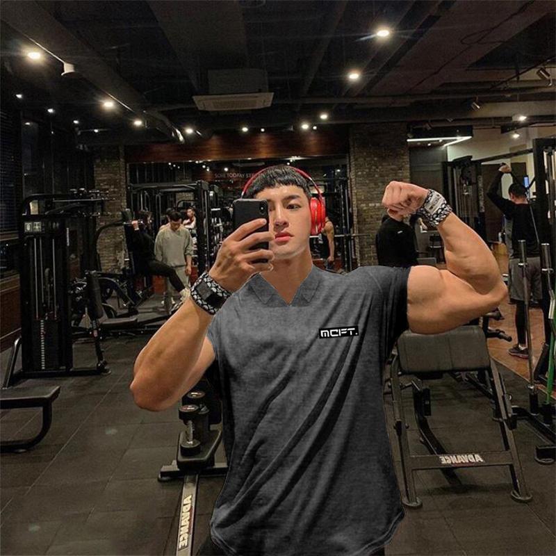 Muscleguys Summer High Quality Trend Men's Fitness Short-sleeve Polo Shirt Casual Lapel Versatile Short-sleeve T-shirt Men Daily Clothing