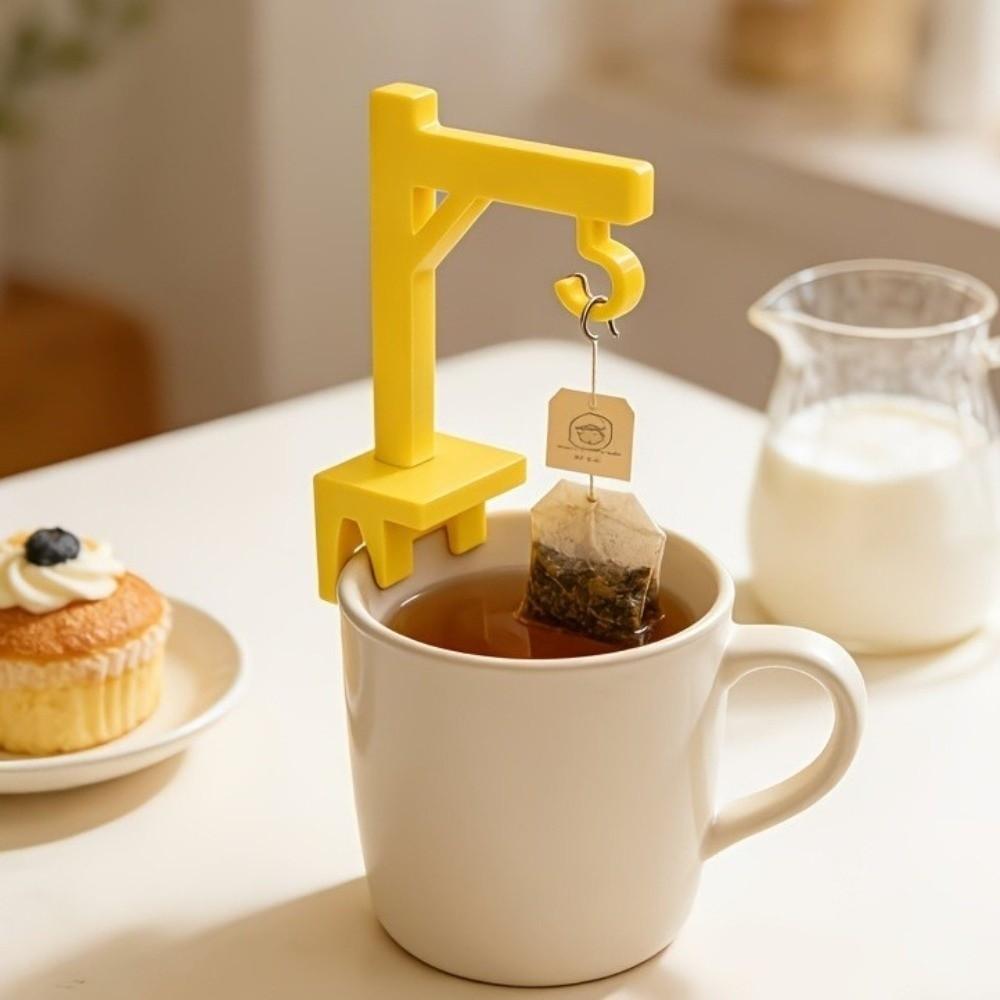 8PCS Plastic Tower Crane Tea Bag Holder Funny Tea Bag Hook Novelty Tea Bag Fixing Clip  Office