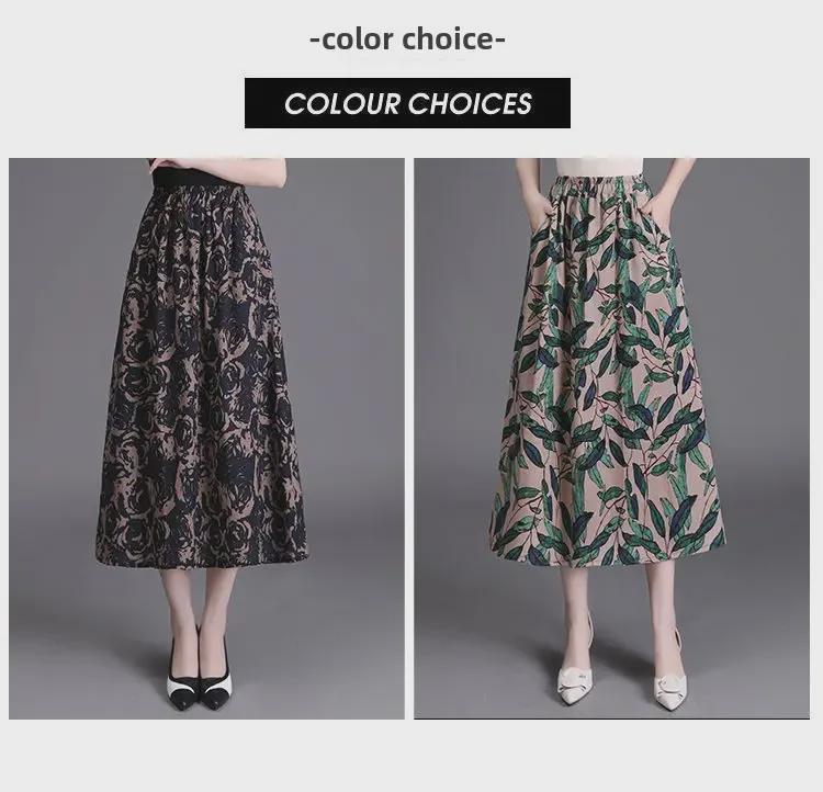 Женская богемная миди-юбка А-силуэта с цветочным принтом из хлопка и льна