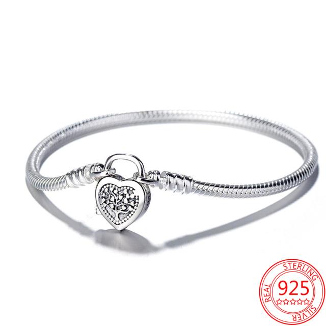 925 Sterling Silver Basic Chain Moments Silver Bracelet ,Fallen Leaves Chain Clasp Bracelet Rope Charm Fit Original Pan Jewelry
