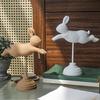 Деревянная фигурка кролика, плавающая статуэтка бегущего кролика в скандинавском стиле с основанием для стола, книжной полки, тумбы под телевизор, домашний декор