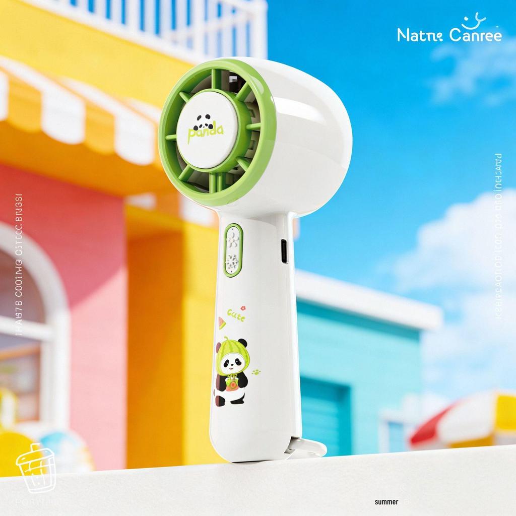 Cartoon Panda USB Portable Handheld Fan: Summer Breeze with Large Wind Power