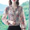 Женская элегантная блузка для поездок на работу с рукавом девять минут, напечатанная рубашка с оборками, весна-лето
