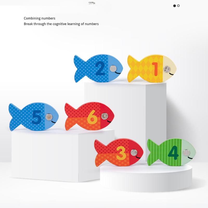 Магнитная деревянная игрушка-рыбалка для малышей, алфавит, ловля рыбы, игры-головоломки, дошкольное обучение, ABC, математические развивающие игрушки для детей